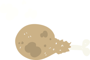 muslo de pollo cocido de dibujos animados de estilo de color plano png