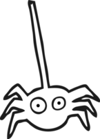 hand drawn black and white cartoon halloween spider png