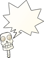 cartoon spooky skull with speech bubble in smooth gradient style png