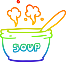 Regenbogen Gradient Linie Zeichnung von ein Karikatur von heiß Suppe png