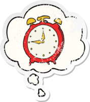 dessin animé alarme l'horloge avec pensée bulle comme une affligé usé autocollant png