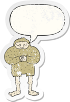 dessin animé bigfoot avec discours bulle affligé affligé vieux autocollant png