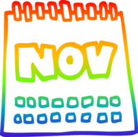 arcobaleno pendenza linea disegno di un' cartone animato calendario mostrando mese di novembre png