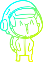 cold gradient line drawing of a happy cartoon astronaut png