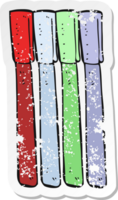 retro distressed sticker of a cartoon pens png