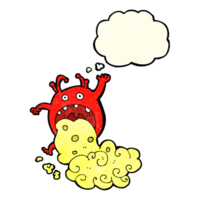 cartoon gross monster being sick with thought bubble png