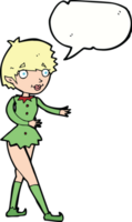 cartoon christmas elf woman with speech bubble png