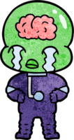 alien de cérebro grande dos desenhos animados chorando png