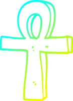 cold gradient line drawing of a cartoon of an ankh png