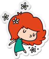 sticker cartoon illustration of a cute kawaii girl png