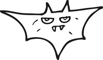 hand drawn black and white cartoon halloween bat png