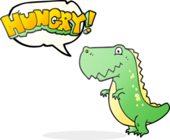 hand drawn speech bubble cartoon hungry dinosaur png