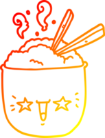 warm gradient line drawing of a cartoon rice bowl with face png