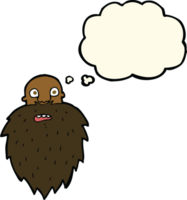 cartoon bearded man with thought bubble png