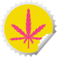 circular peeling sticker quirky cartoon marijuana png