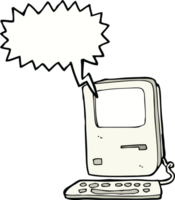 dessin animé vieil ordinateur avec bulle de dialogue png