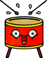 retro grunge texture cartoon of a playing drum png