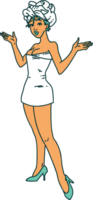 tattoo in traditional style of a pinup girl in towels png