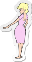 sticker of a cartoon pretty woman looking at nails png