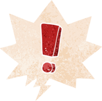 dessin animé exclamation marque avec discours bulle dans grunge affligé rétro texturé style png