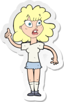 sticker of a cartoon woman making point png