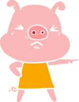 flat color style cartoon angry pig png