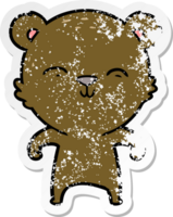 autocollant en détresse d'un ours heureux de dessin animé png