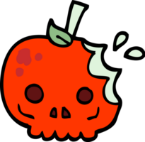 hand drawn doodle style cartoon red poison apple png