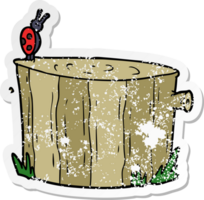 distressed sticker of a cartoon tree stump png