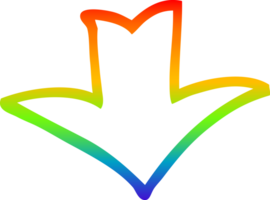 rainbow gradient line drawing of a cartoon arrow symbol png