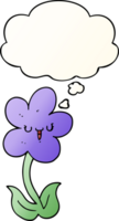 dessin animé fleur avec content visage avec pensée bulle dans lisse pente style png