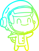 cold gradient line drawing of a happy cartoon astronaut png