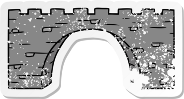 hand drawn distressed sticker cartoon doodle of a stone bridge png