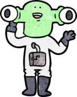 alienígena de desenho animado amigável acenando png