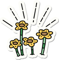 adesivo de flores de estilo tatuagem crescendo png