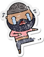 distressed sticker of a cartoon bearded dancer crying png