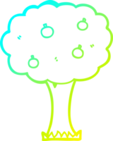 cold gradient line drawing of a cartoon apple tree png
