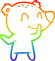 arco iris degradado línea dibujo de un simpático oso dibujos animados png