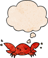 cartoon crab with thought bubble in grunge texture style png