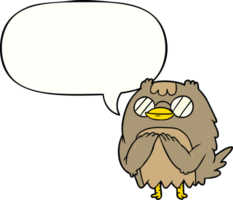 cute cartoon wise old owl with speech bubble png