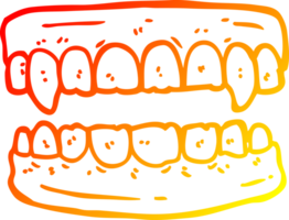 warm gradient line drawing of a cartoon vampire teeth png