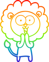 arco iris degradado línea dibujo de un contento dibujos animados león png