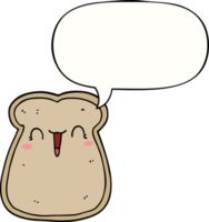 cute cartoon slice of toast with speech bubble png