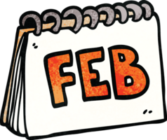 cartoon doodle calendar showing month of February png