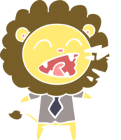 flat color style cartoon roaring lion businessman png