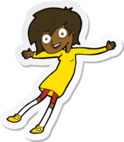 sticker of a cartoon crazy excited girl png