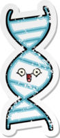 distressed sticker of a cute cartoon DNA strand png