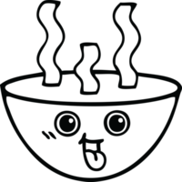 ligne dessin dessin animé de une bol de chaud soupe png