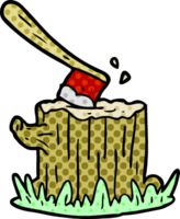 cartoon axe stuck in tree stump png