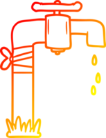 warm gradient line drawing of a cartoon old water tap png
